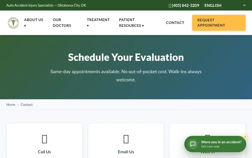 Screenshot of accidentcare.com