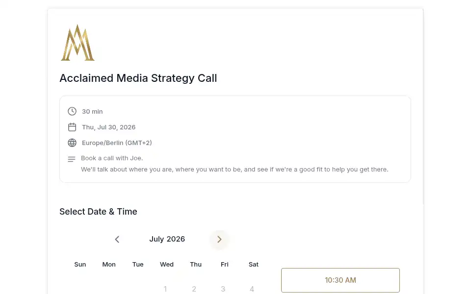 Screenshot of acclaimedmedia.co.uk