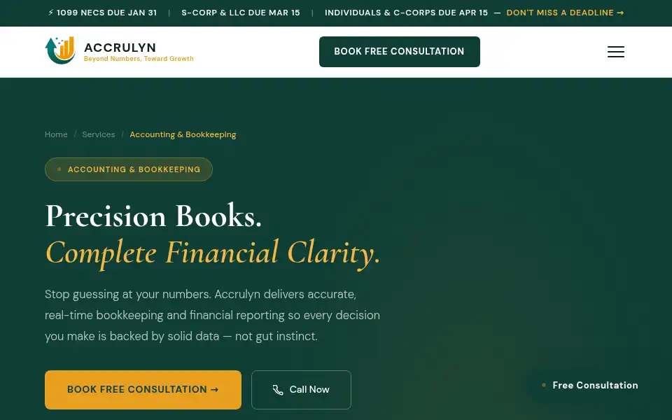 Screenshot of accrulyn.com