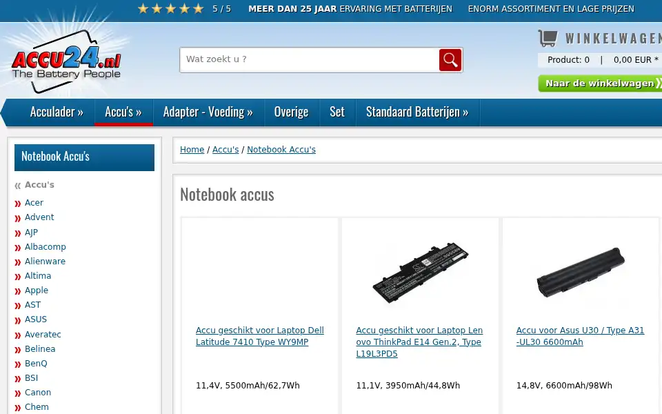 Screenshot of accu24.nl