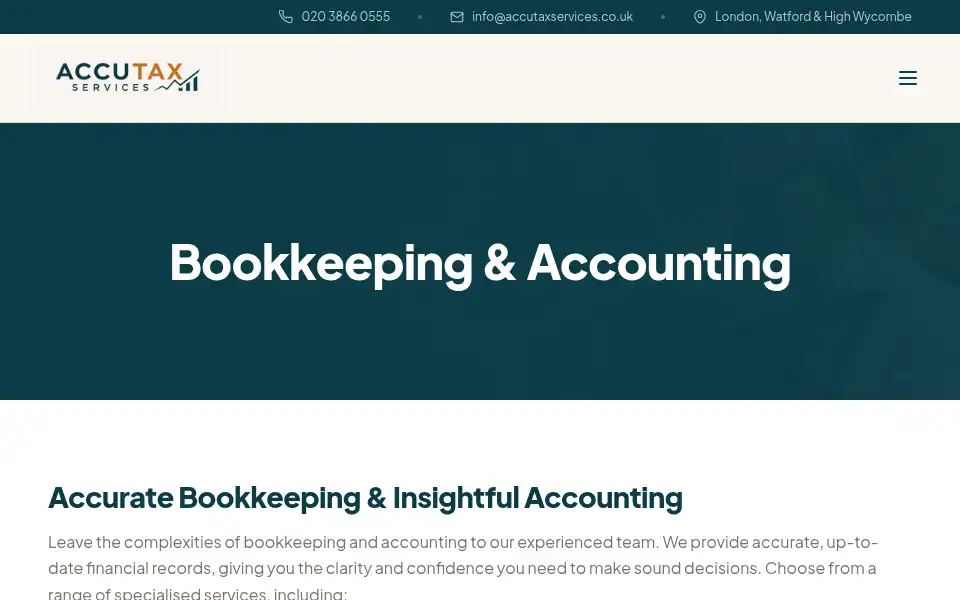 Screenshot of accutaxservices.co.uk