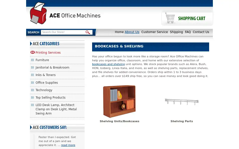 Screenshot of aceofficemachines.com