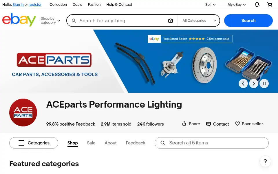 Screenshot of aceparts.com