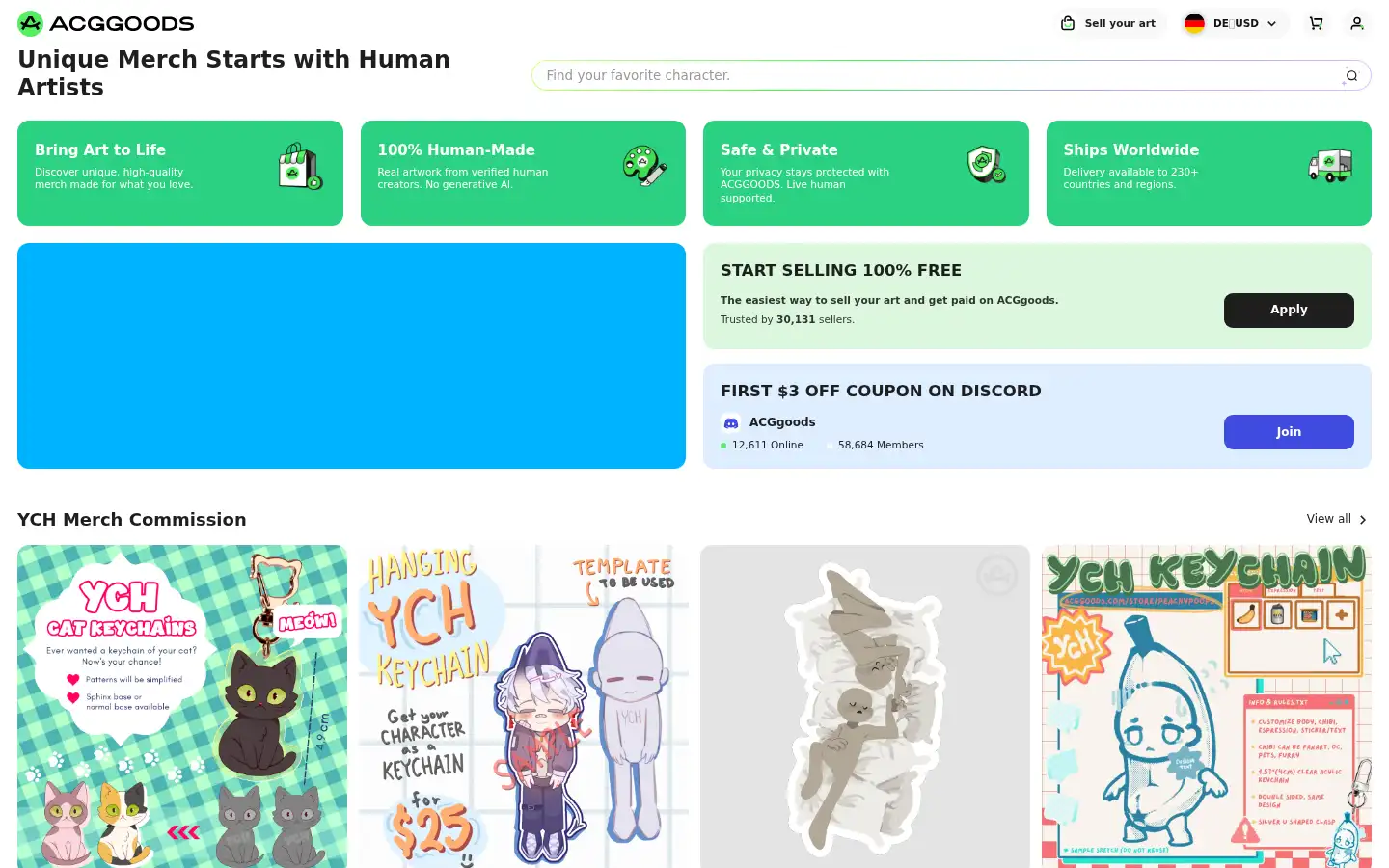 Screenshot of acggoods.com