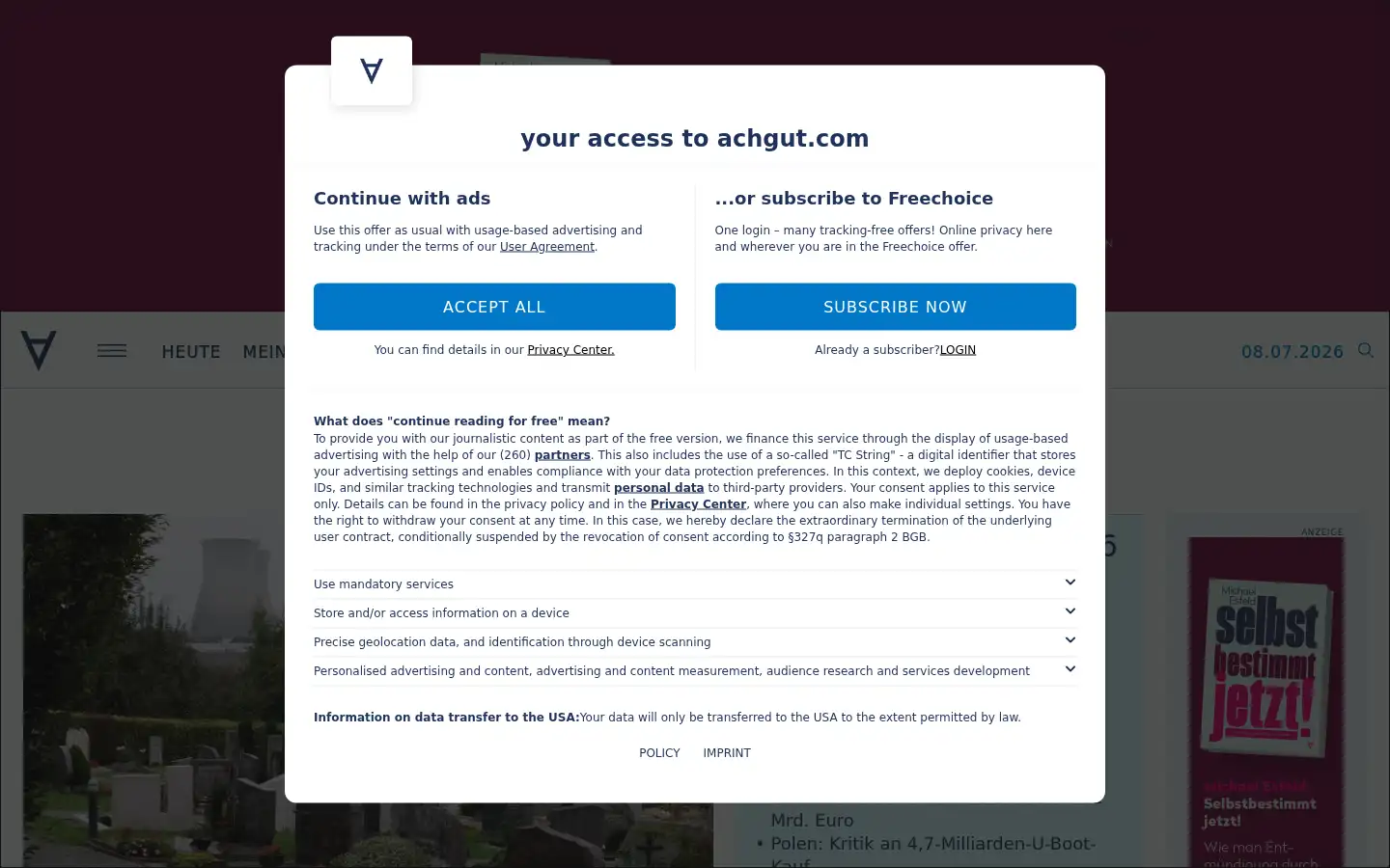 Screenshot of achgut.com
