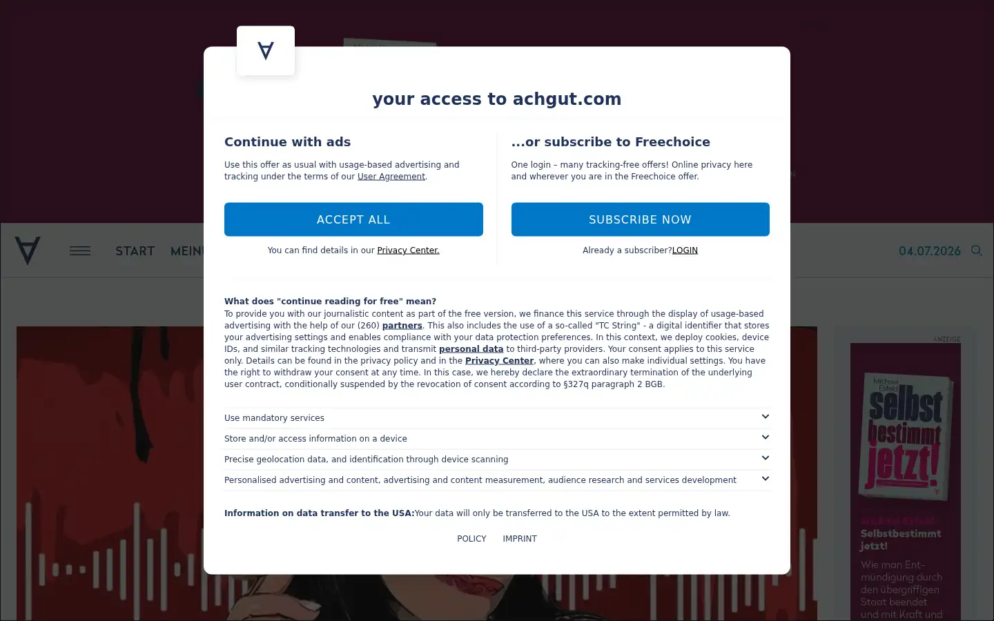 Screenshot of achgut.de