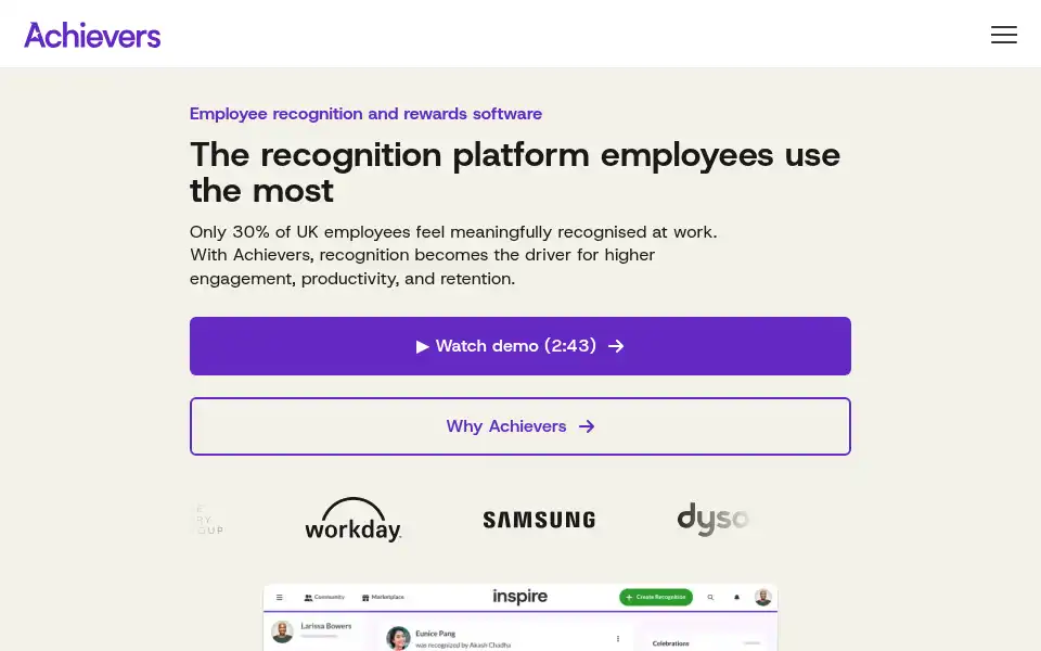 Screenshot of achievers.com
