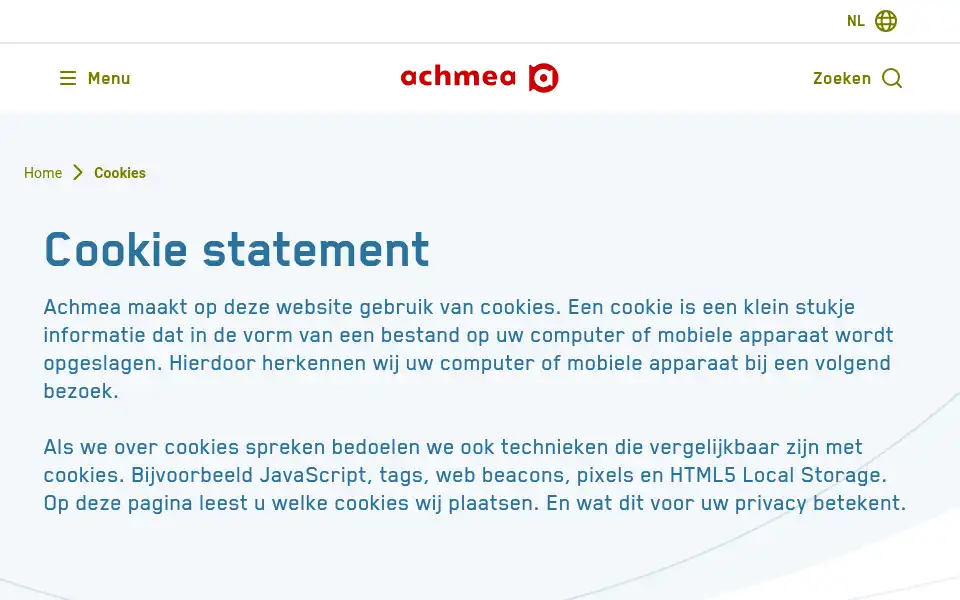 Screenshot of achmea.nl