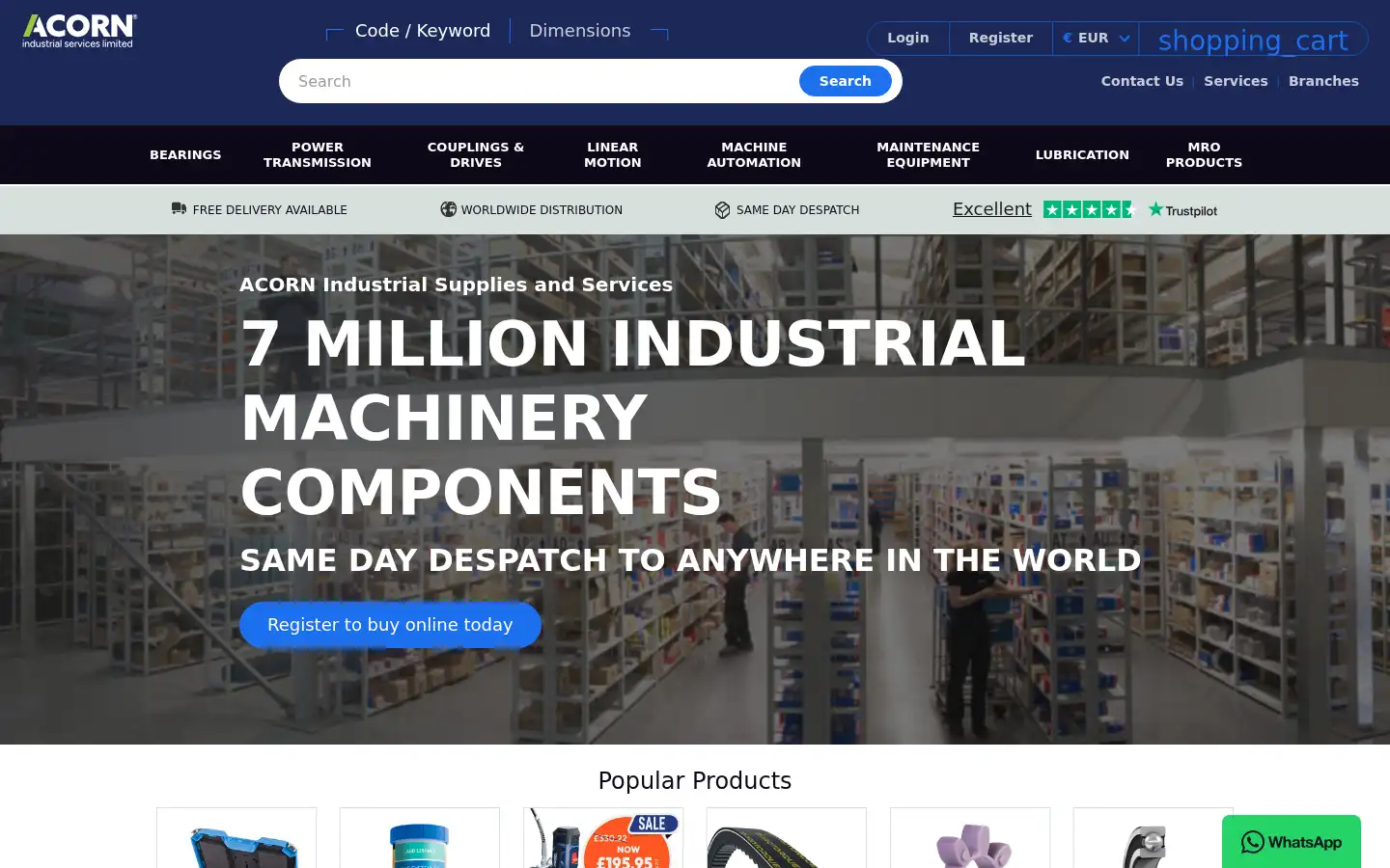 Screenshot of acorn-ind.co.uk