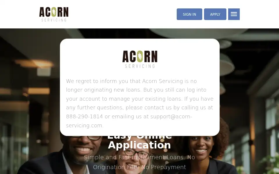 Screenshot of acorn-servicing.com