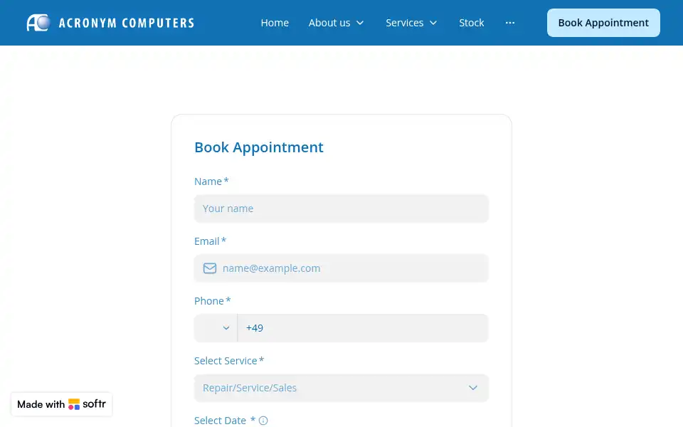 Screenshot of acronymcomputers.co.uk