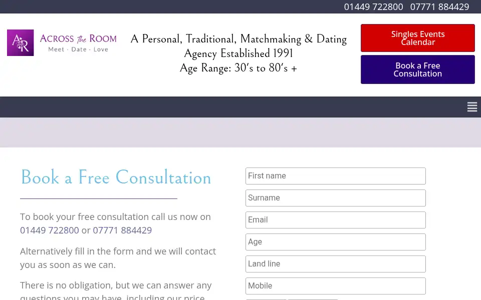 Screenshot of acrosstheroom.co.uk