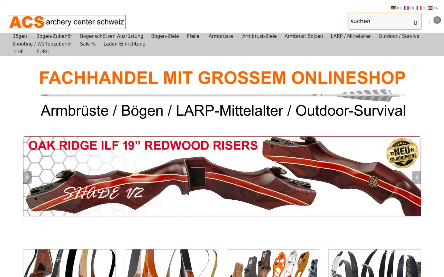 Screenshot of acsarcherycenter.ch