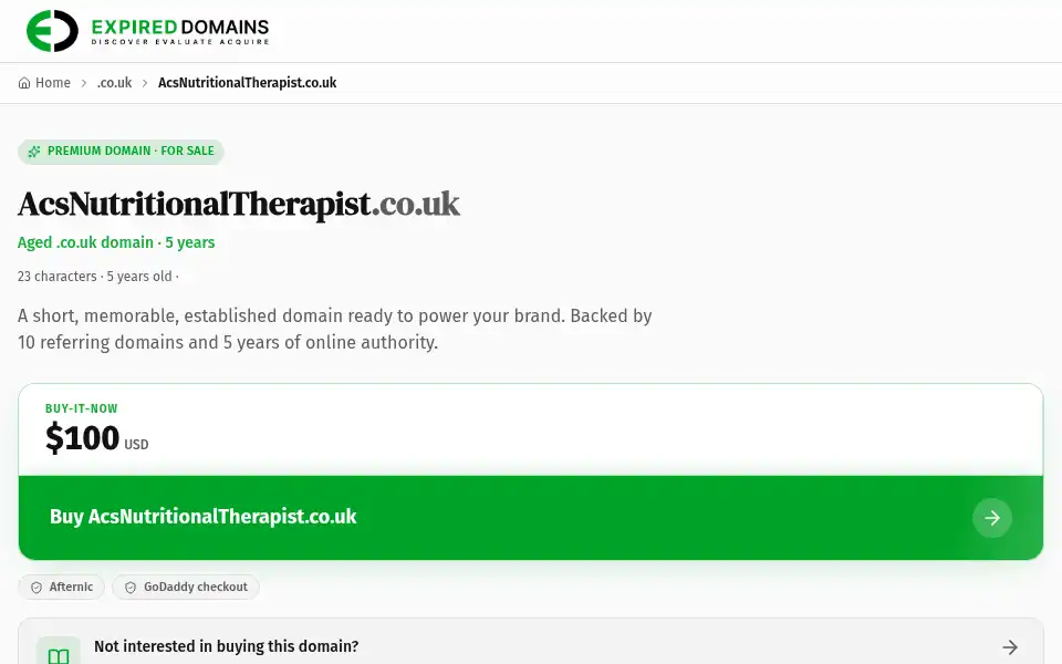 Screenshot of acsnutritionaltherapist.co.uk