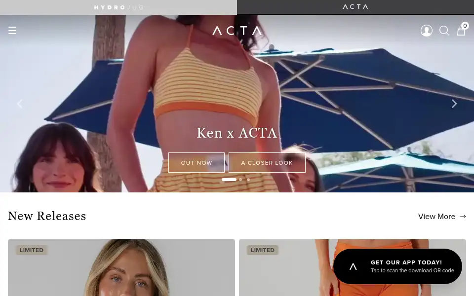 Screenshot of actawear.com