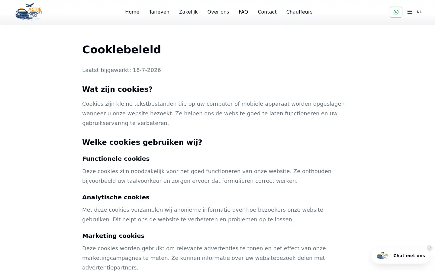 Screenshot of actieairporttaxi.nl