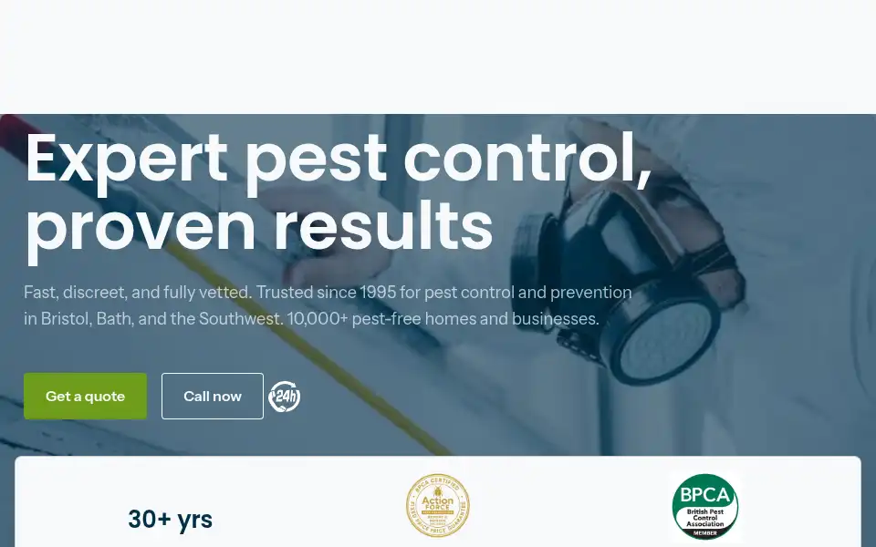 Screenshot of actionforcepestcontrol.co.uk