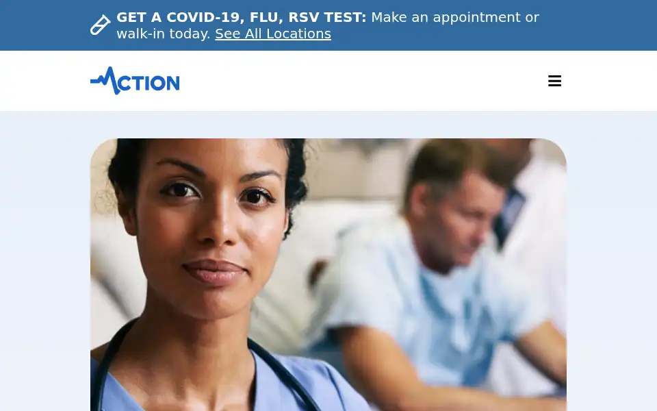 Screenshot of actionurgentcare.com