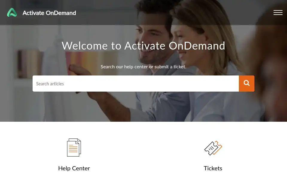 Screenshot of activateondemand.zohodesk.eu