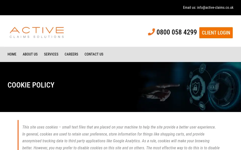 Screenshot of active-claims.co.uk