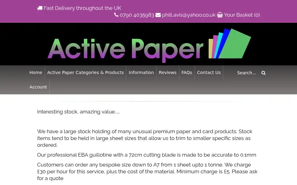 Screenshot of active-paper.co.uk