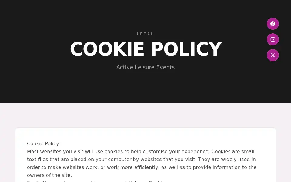 Screenshot of activeleisureevents.co.uk