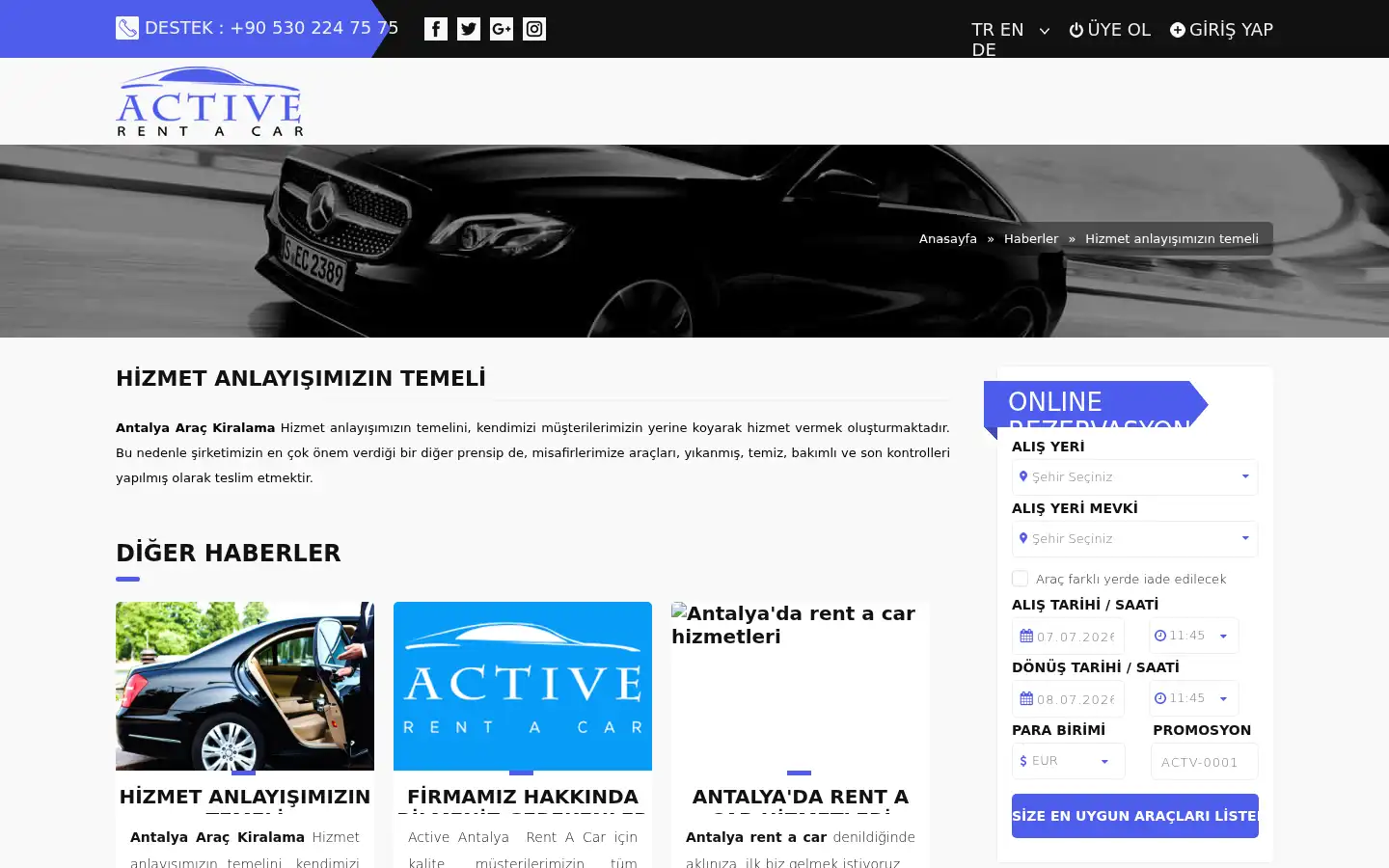 Screenshot of activerentcar.com