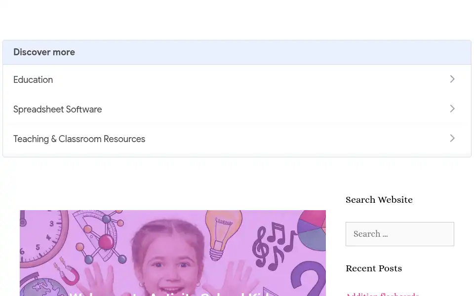 Screenshot of activityschoolkids.com
