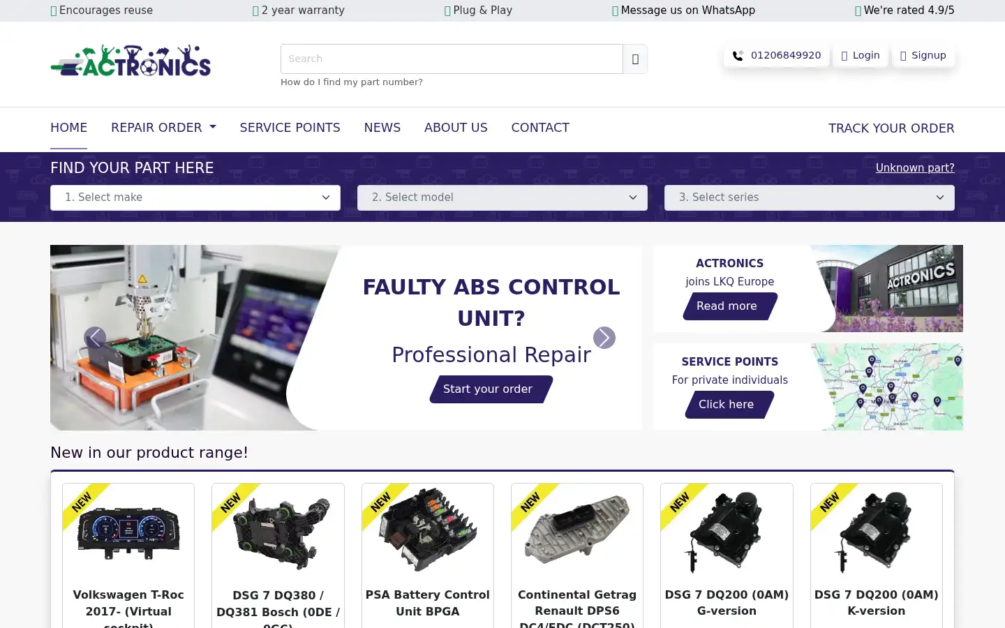 Screenshot of actronics.co.uk