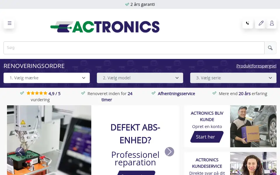 Screenshot of actronics.dk