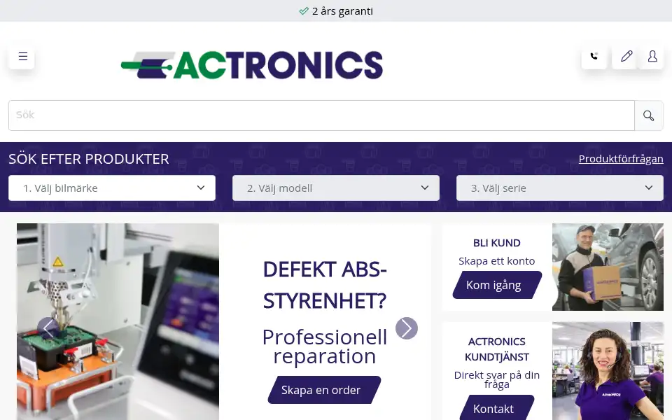 Screenshot of actronics.se