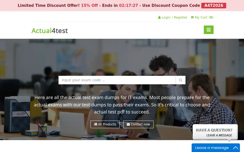 Screenshot of actual4test.com