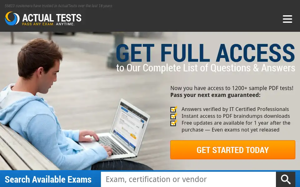 Screenshot of actualtests.com