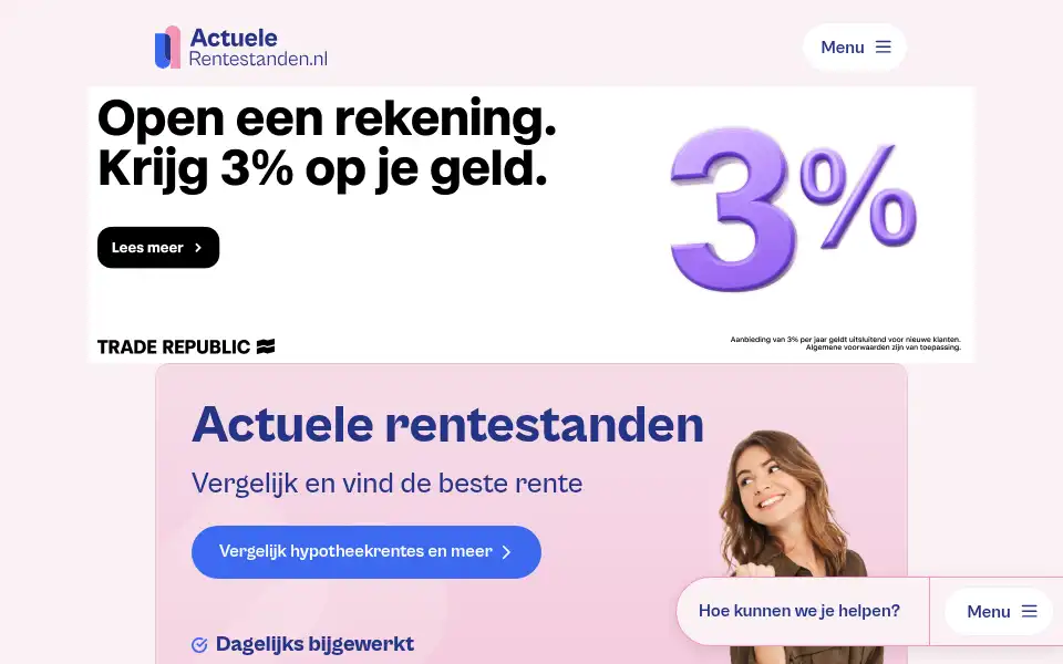 Screenshot of actuelerentestanden.nl