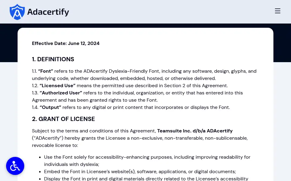 Screenshot of adacertify.io
