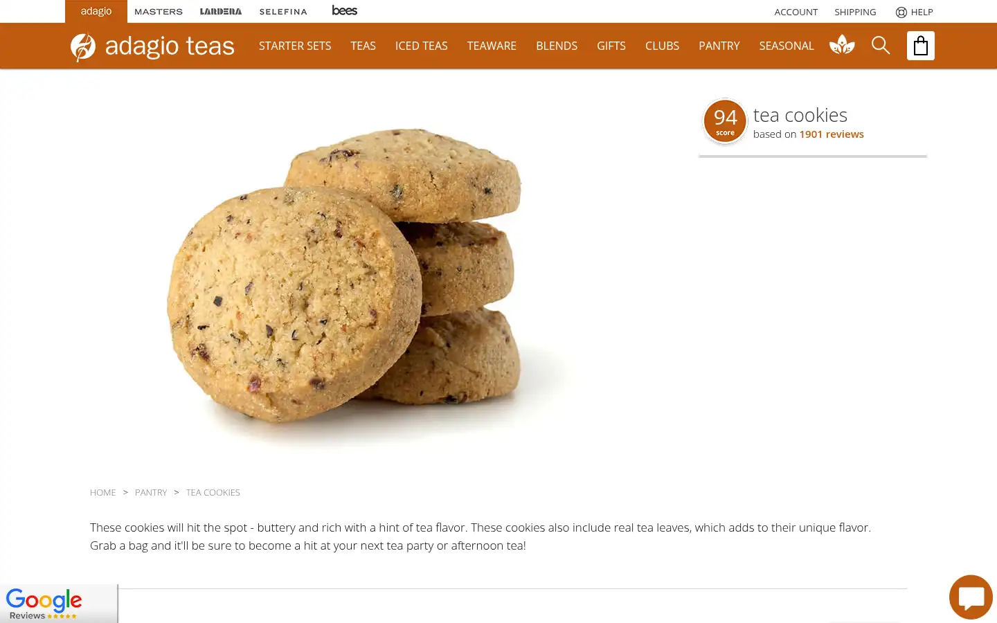 Screenshot of adagio.com