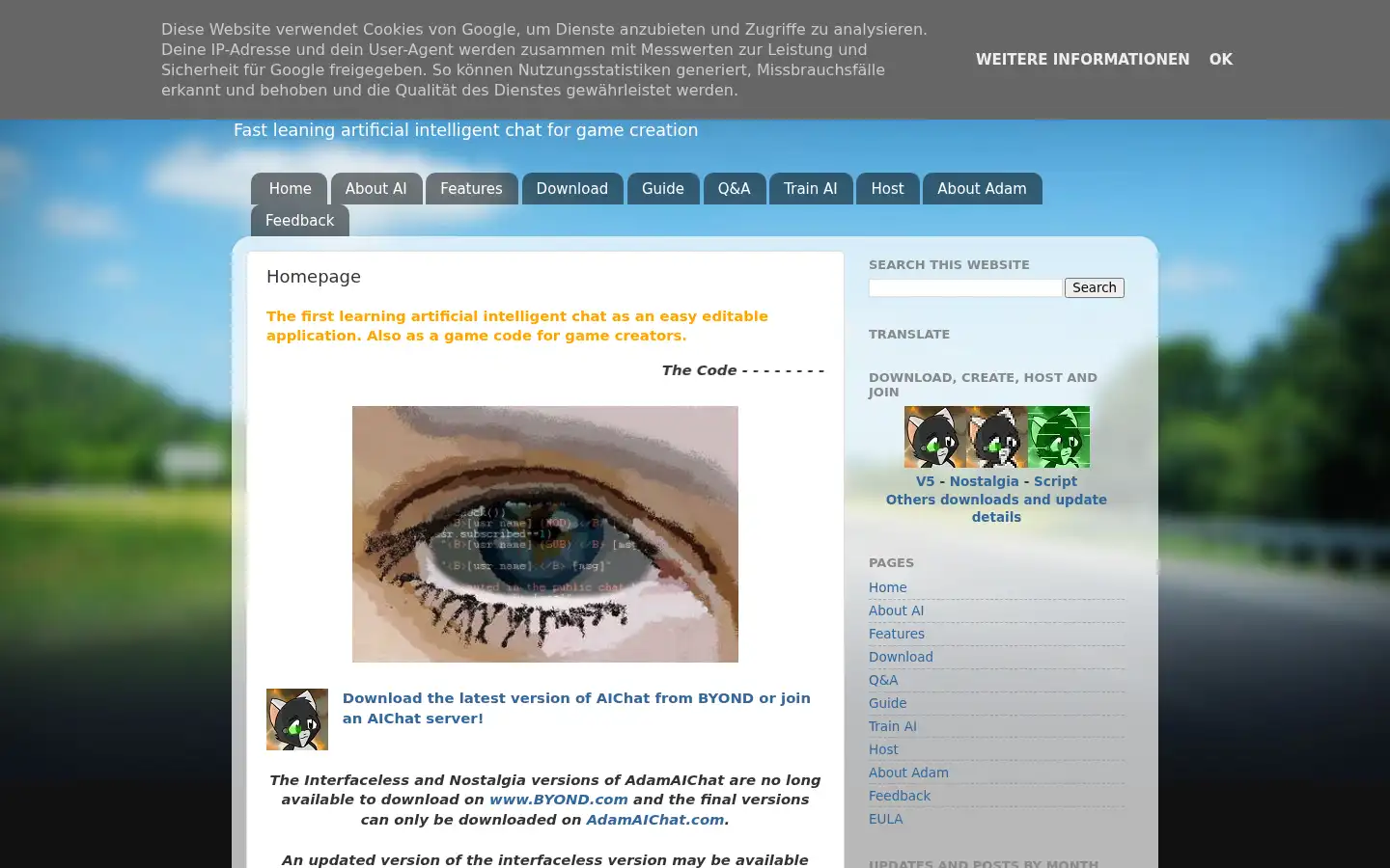 Screenshot of adamaichat.com