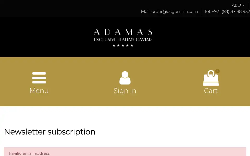 Screenshot of adamascaviar.ae