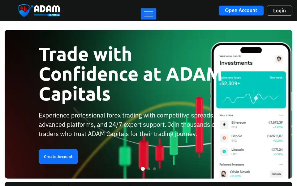 Screenshot of adamcapitals.com