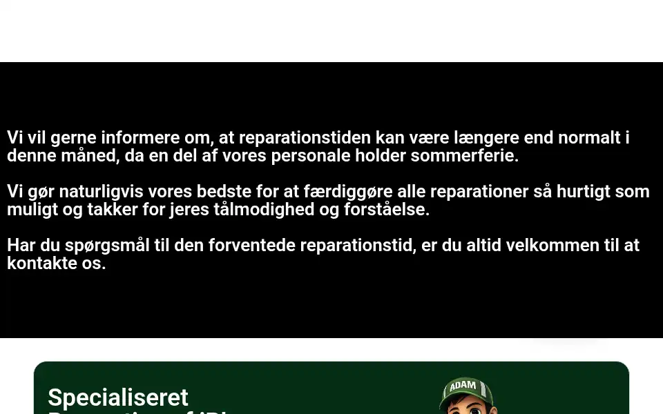 Screenshot of adamrepair.dk