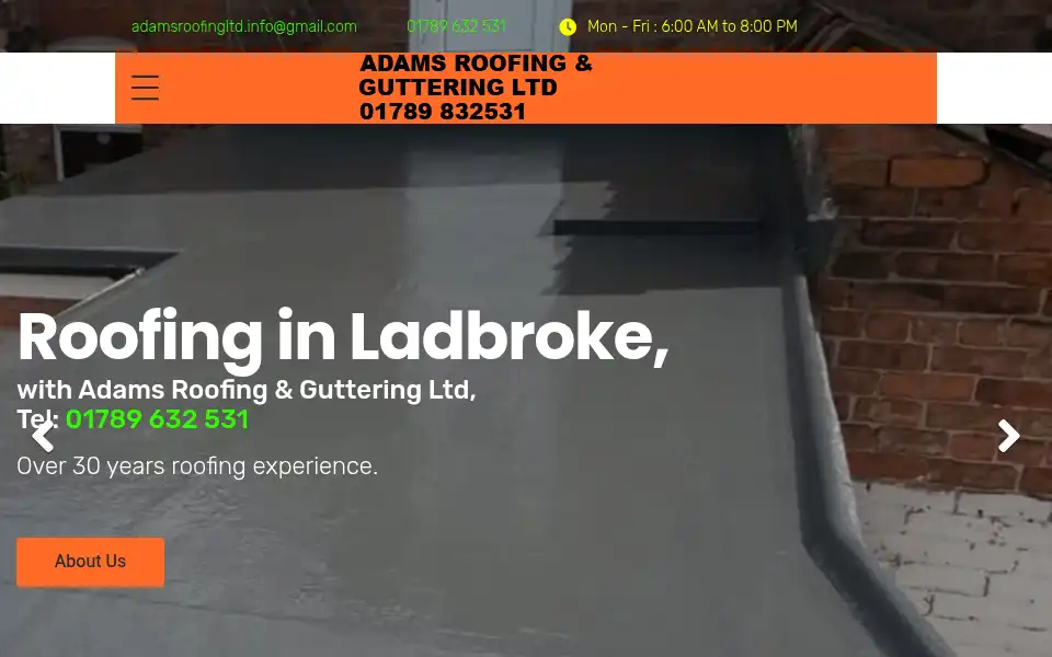Screenshot of adamsroofingservices.co.uk
