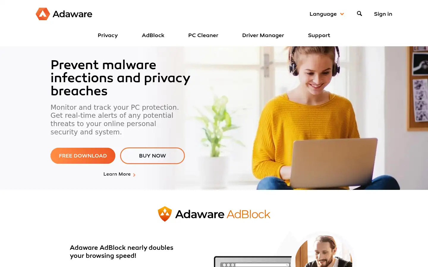 Screenshot of adaware.com