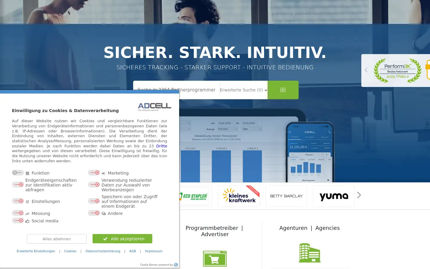 Screenshot of adcell.de