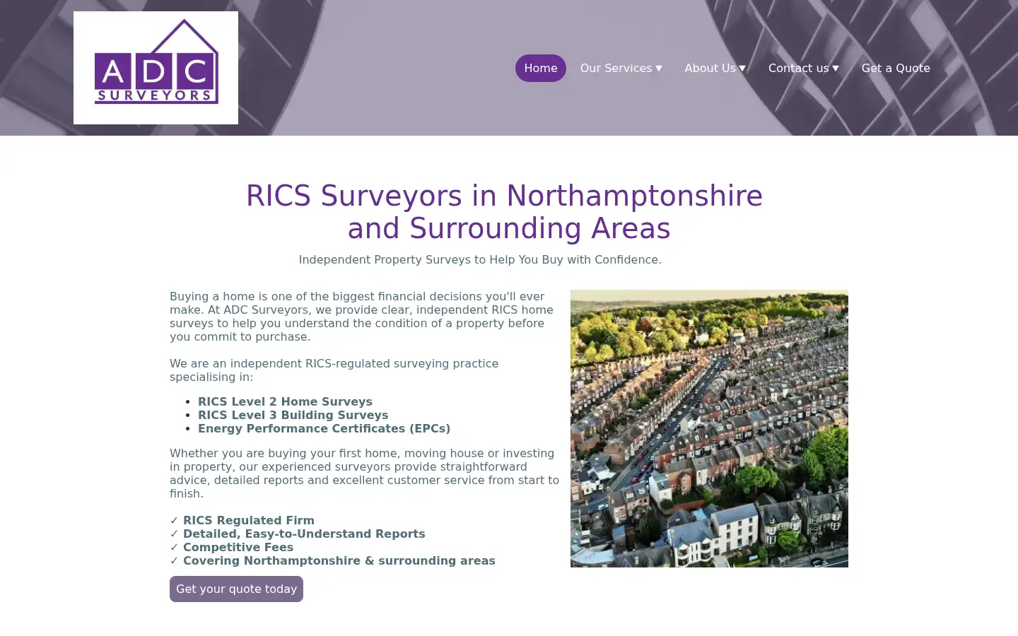 Screenshot of adcsurveyors.co.uk
