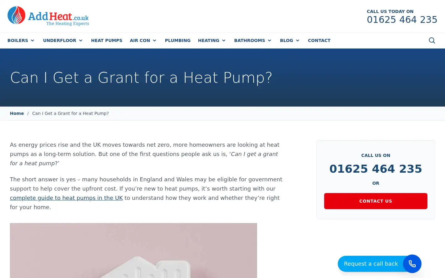 Screenshot of addheat.co.uk