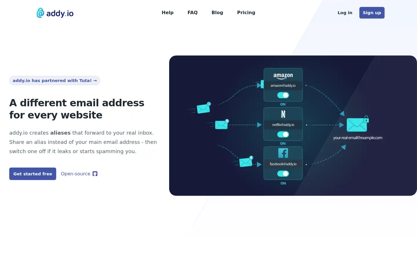 Screenshot of addy.io