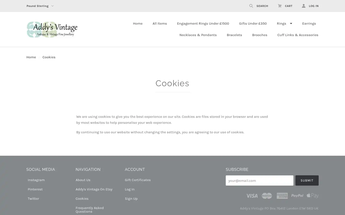 Screenshot of addysvintage.co.uk