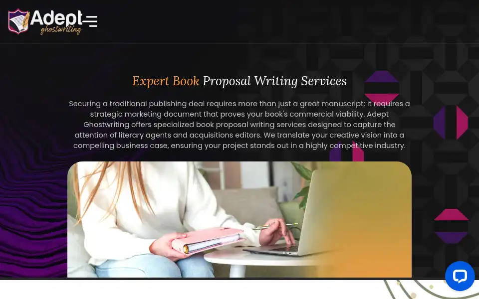 Screenshot of adeptghostwriting.com
