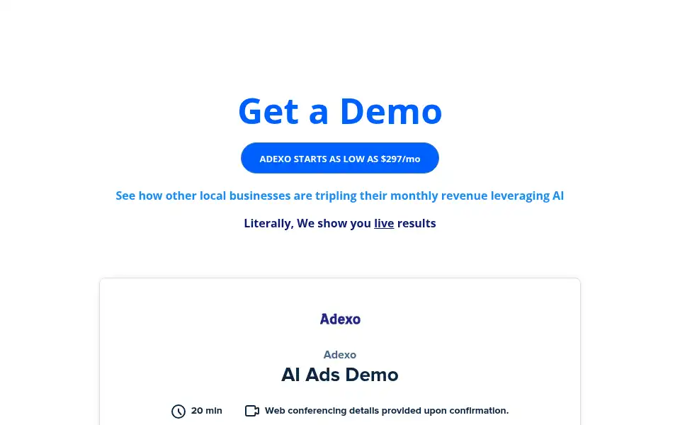 Screenshot of adexoadvertising.com