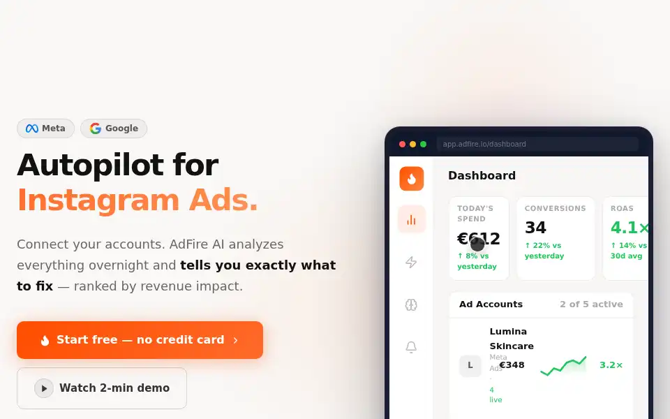 Screenshot of adfire.io